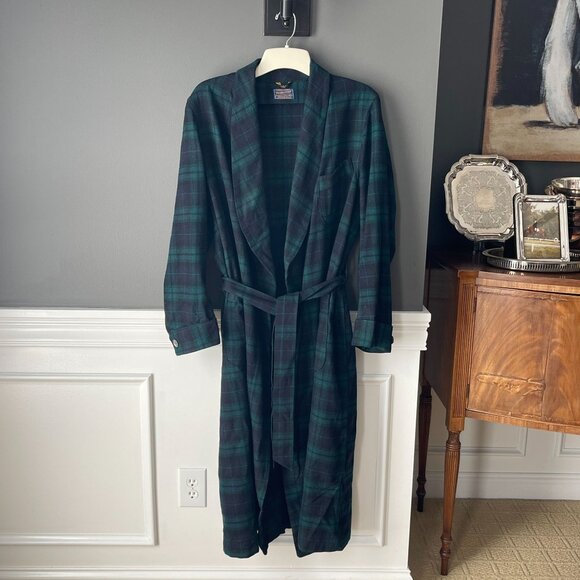 Pendleton Other - Vintage Pendleton Wool Robe Men’s Large Black Watch Tartan Plaid Bathrobe